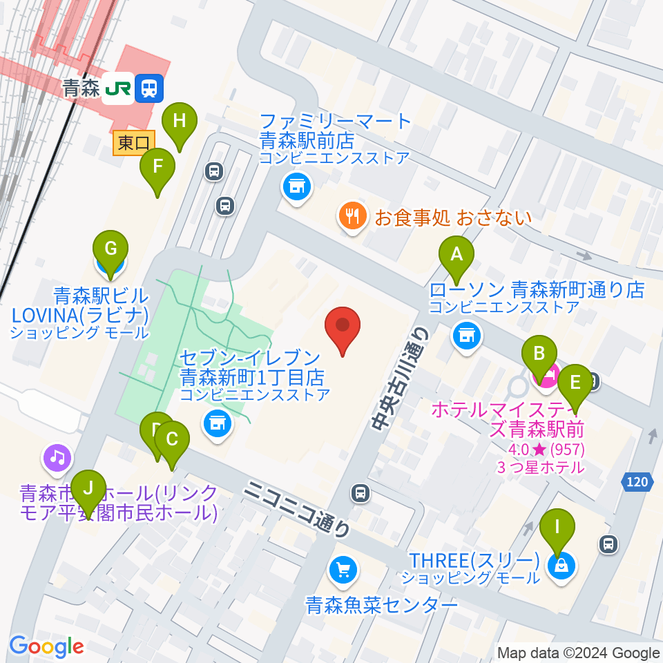 青森市男女共同参画プラザ カダール周辺のカフェ一覧地図