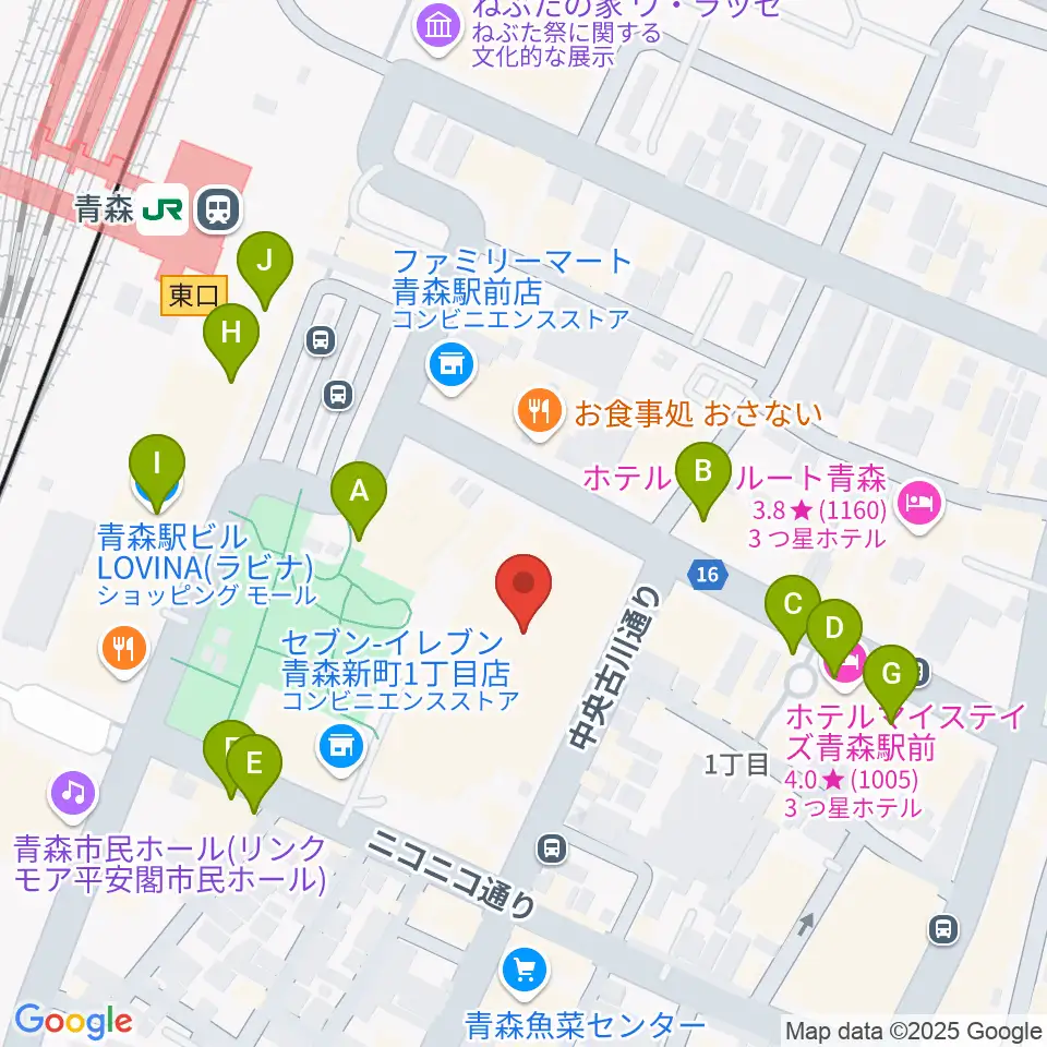 青森市男女共同参画プラザ カダール周辺のカフェ一覧地図
