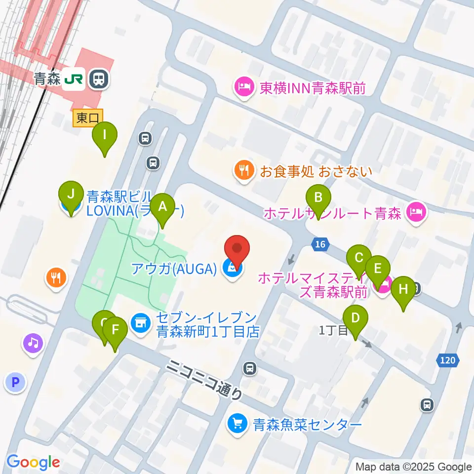 青森市男女共同参画プラザ カダール周辺のカフェ一覧地図
