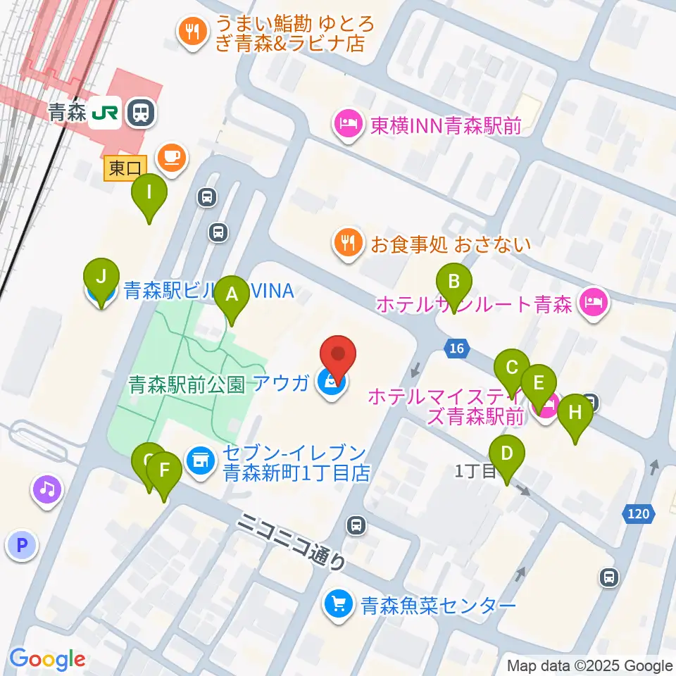 青森市男女共同参画プラザ カダール周辺のカフェ一覧地図