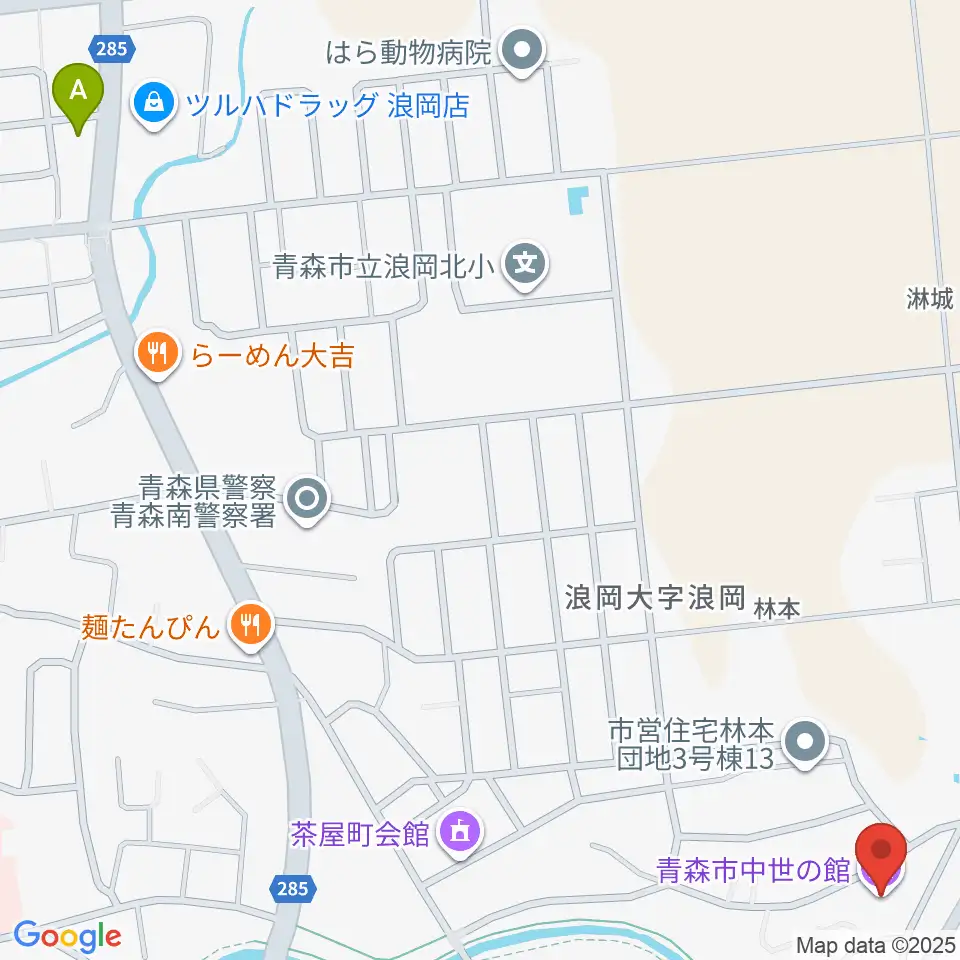 青森市中世の館周辺のカフェ一覧地図