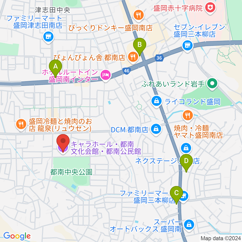 キャラホール周辺のカフェ一覧地図