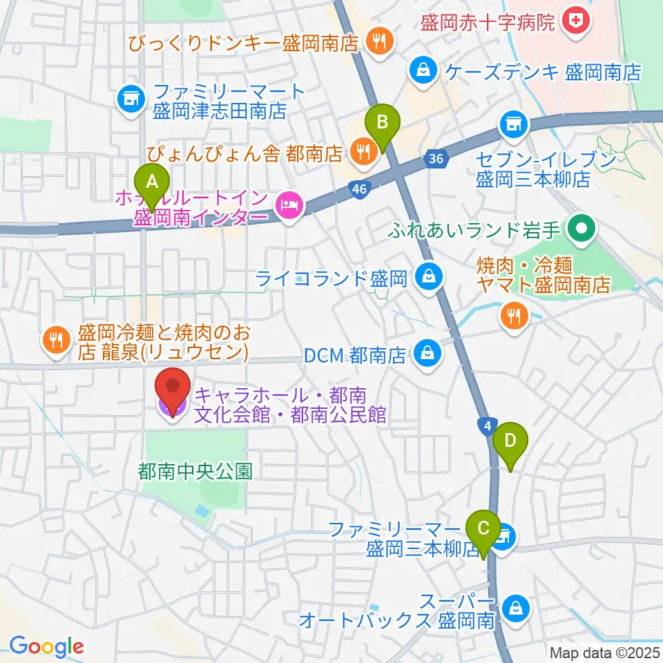 キャラホール周辺のカフェ一覧地図