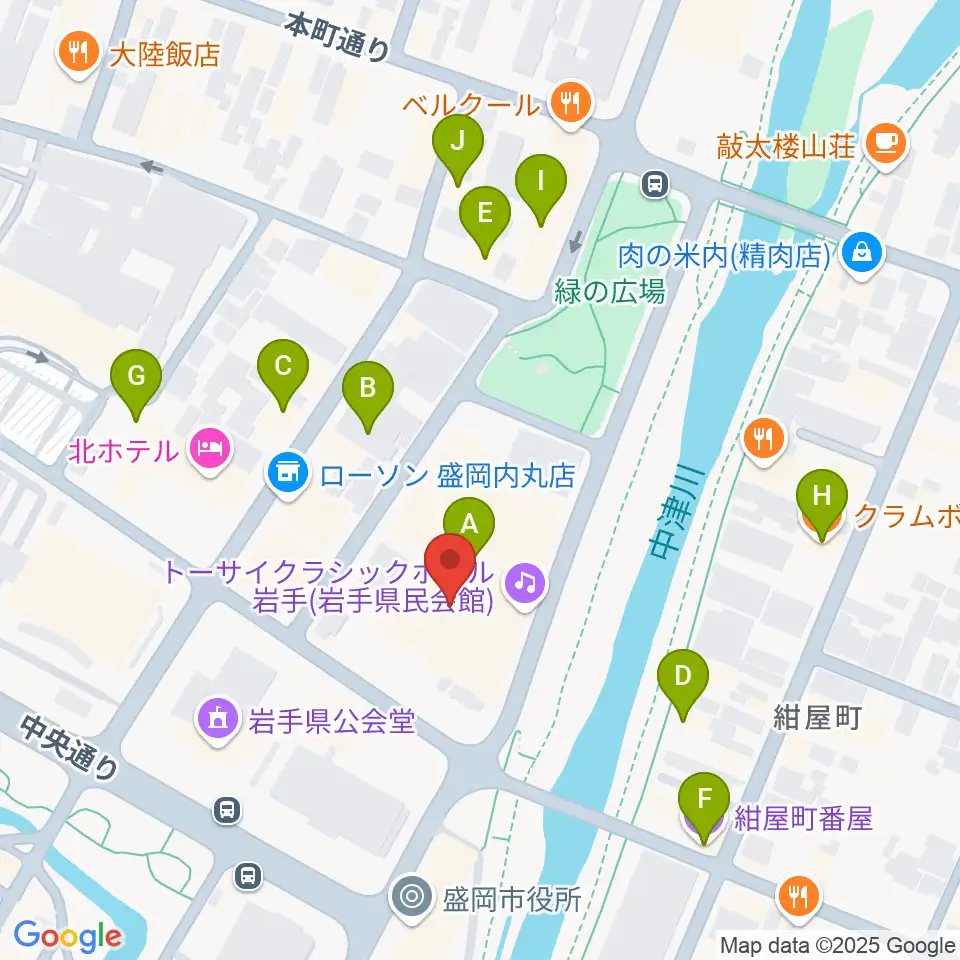 トーサイクラシックホール岩手周辺のカフェ一覧地図
