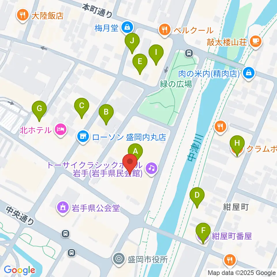 トーサイクラシックホール岩手周辺のカフェ一覧地図
