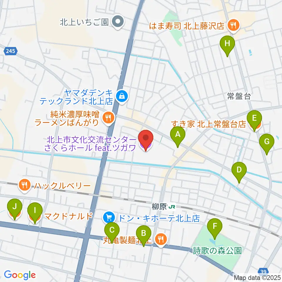 さくらホールfeat.ツガワ周辺のカフェ一覧地図