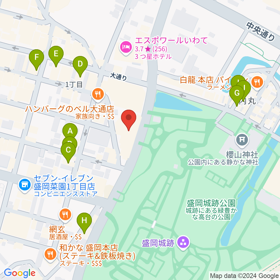 岩手教育会館周辺のカフェ一覧地図