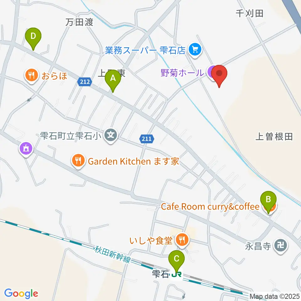 雫石町中央公民館 野菊ホール周辺のカフェ一覧地図