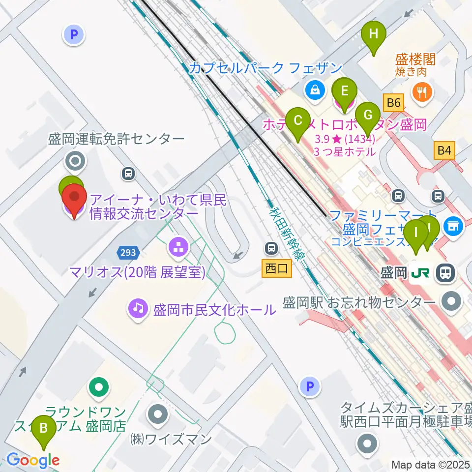 いわて県民情報交流センター アイーナ周辺のカフェ一覧地図