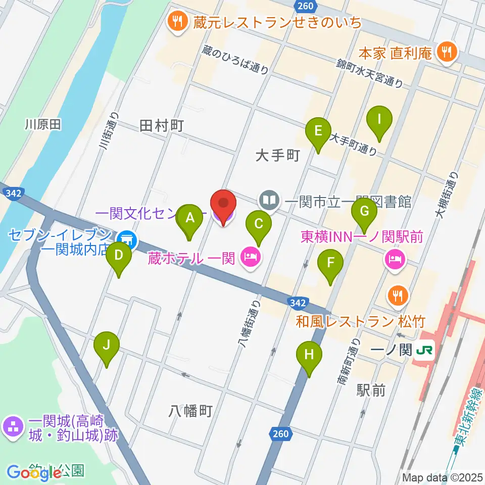 一関文化センター周辺のカフェ一覧地図