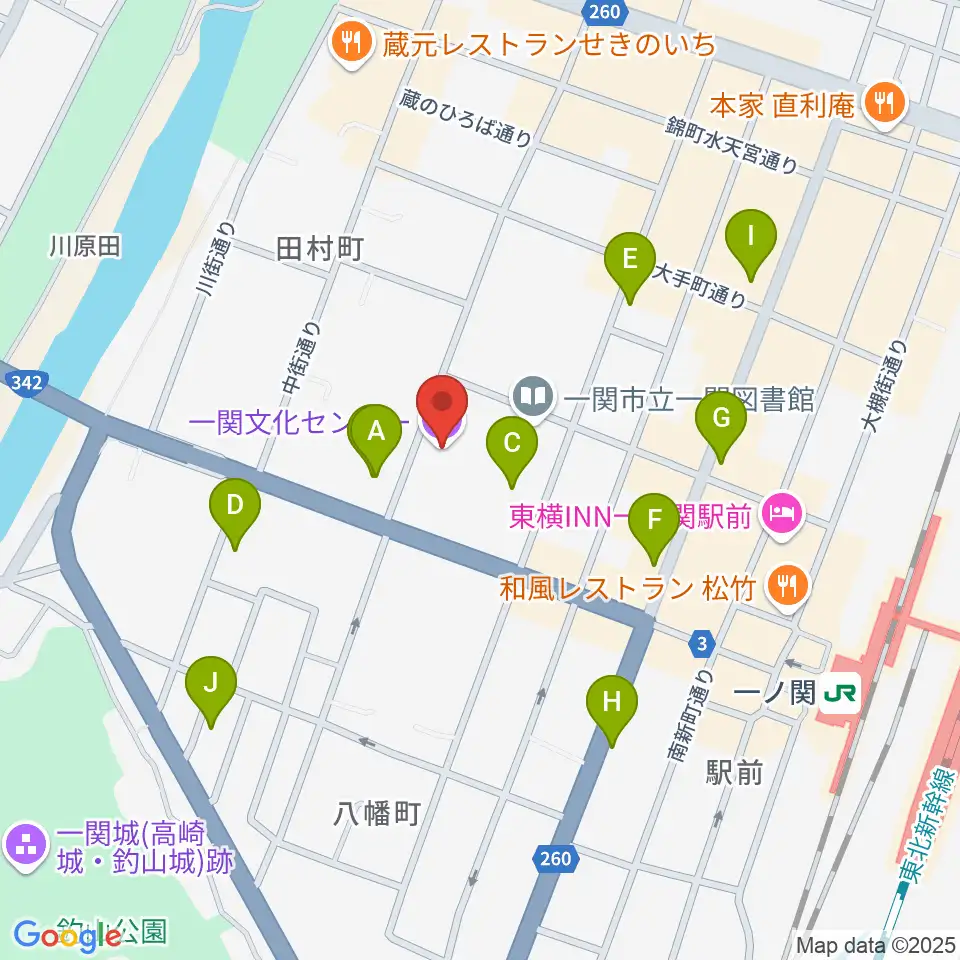 一関文化センター周辺のカフェ一覧地図