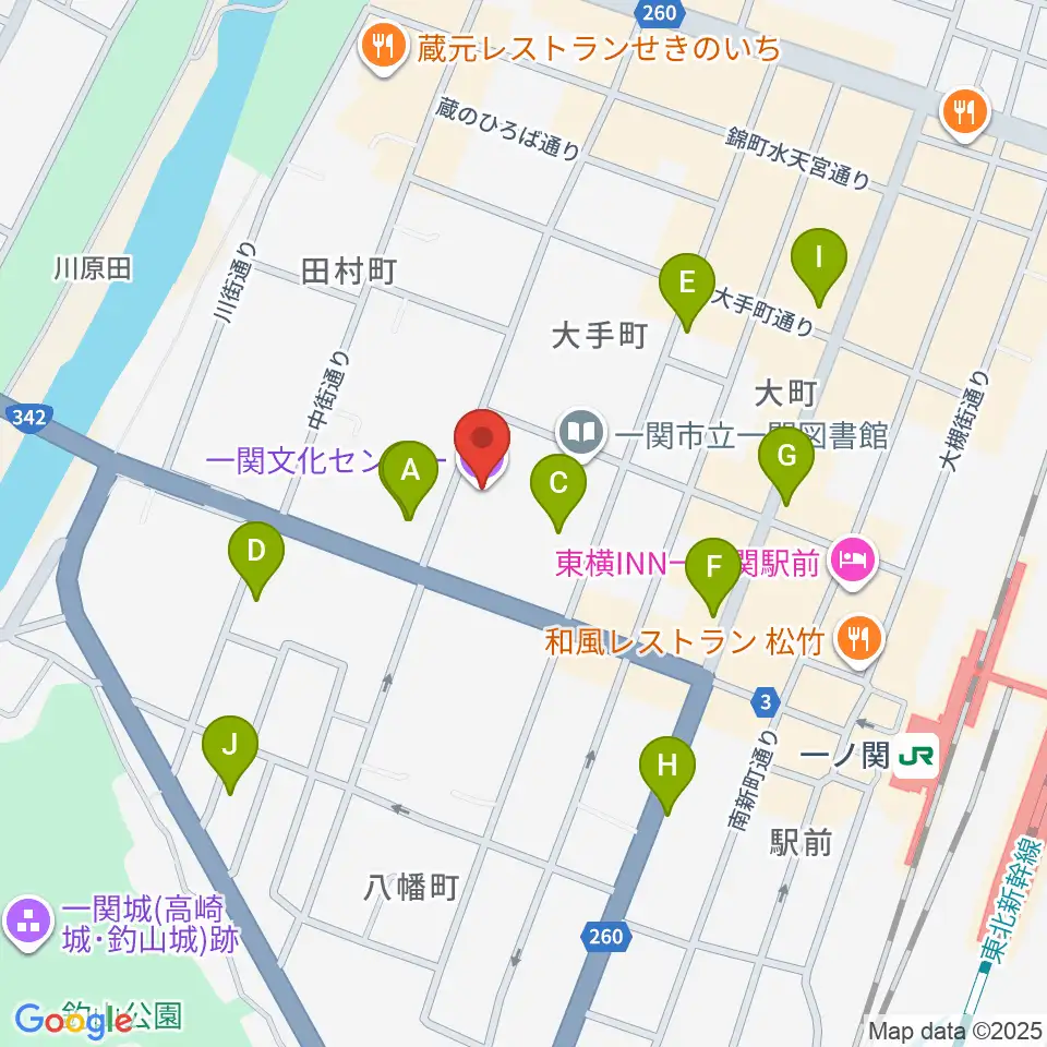 一関文化センター周辺のカフェ一覧地図