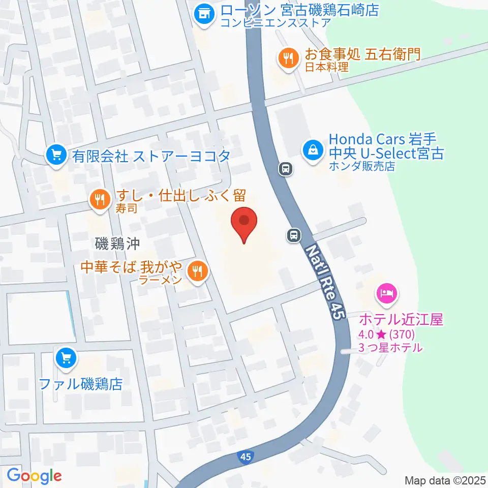 宮古市民文化会館周辺のカフェ一覧地図