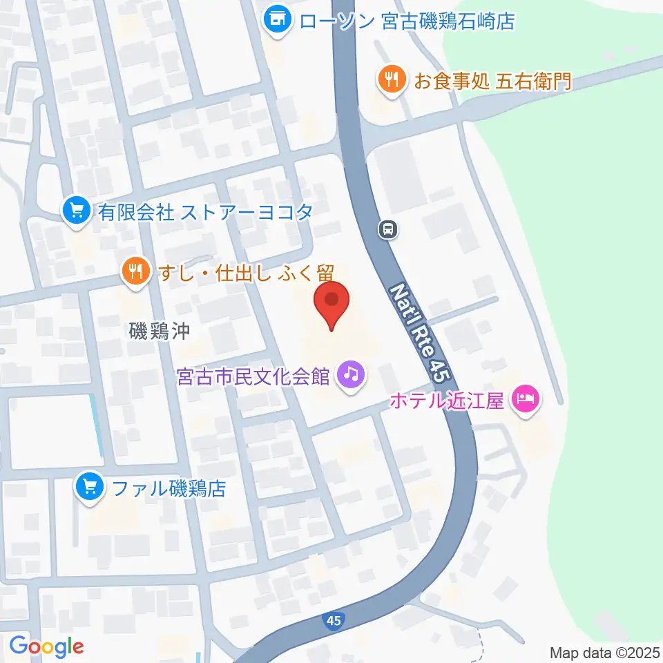 宮古市民文化会館周辺のカフェ一覧地図