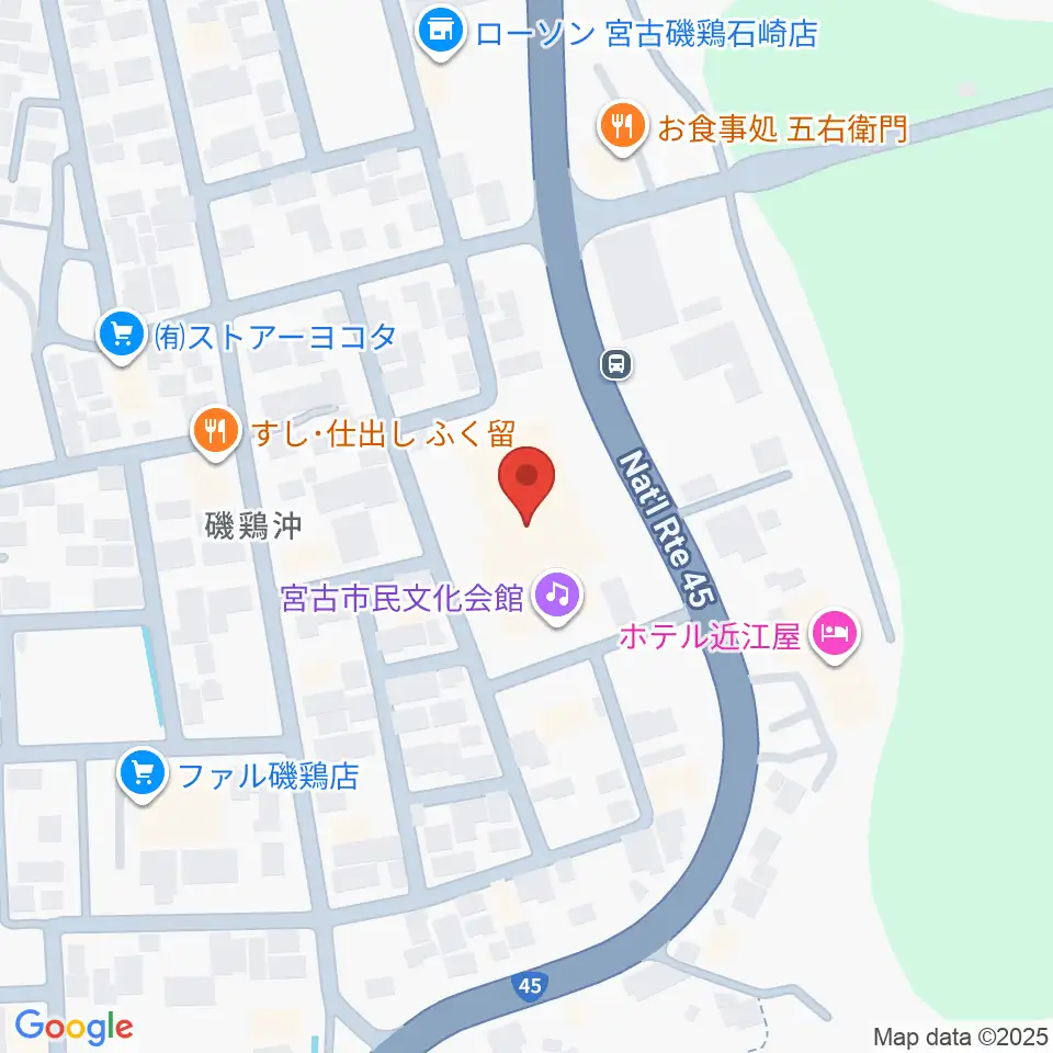 宮古市民文化会館周辺のカフェ一覧地図