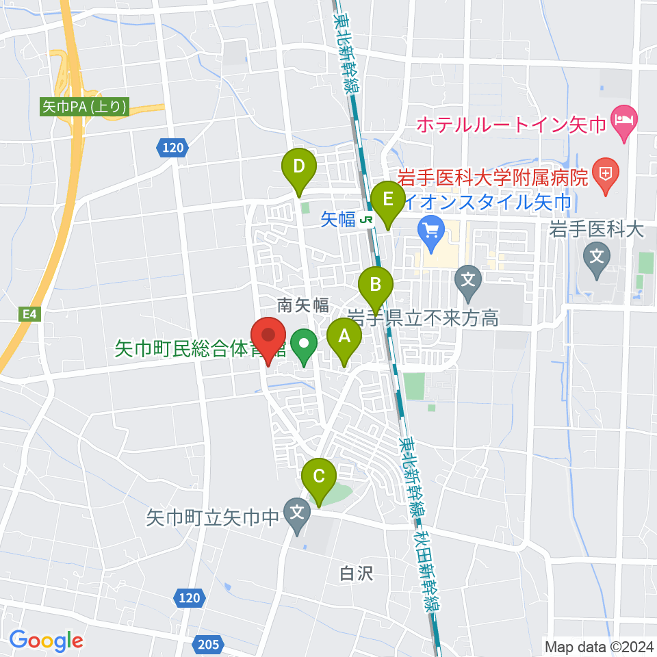 田園ホール 矢巾町文化会館周辺のカフェ一覧地図