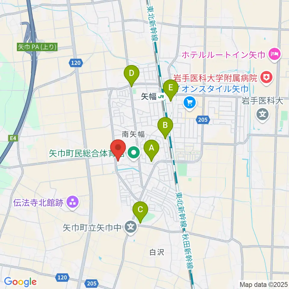 田園ホール 矢巾町文化会館周辺のカフェ一覧地図