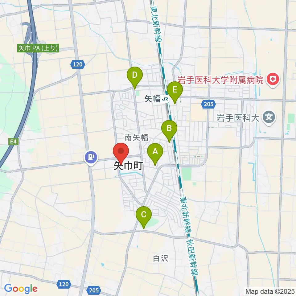 田園ホール 矢巾町文化会館周辺のカフェ一覧地図