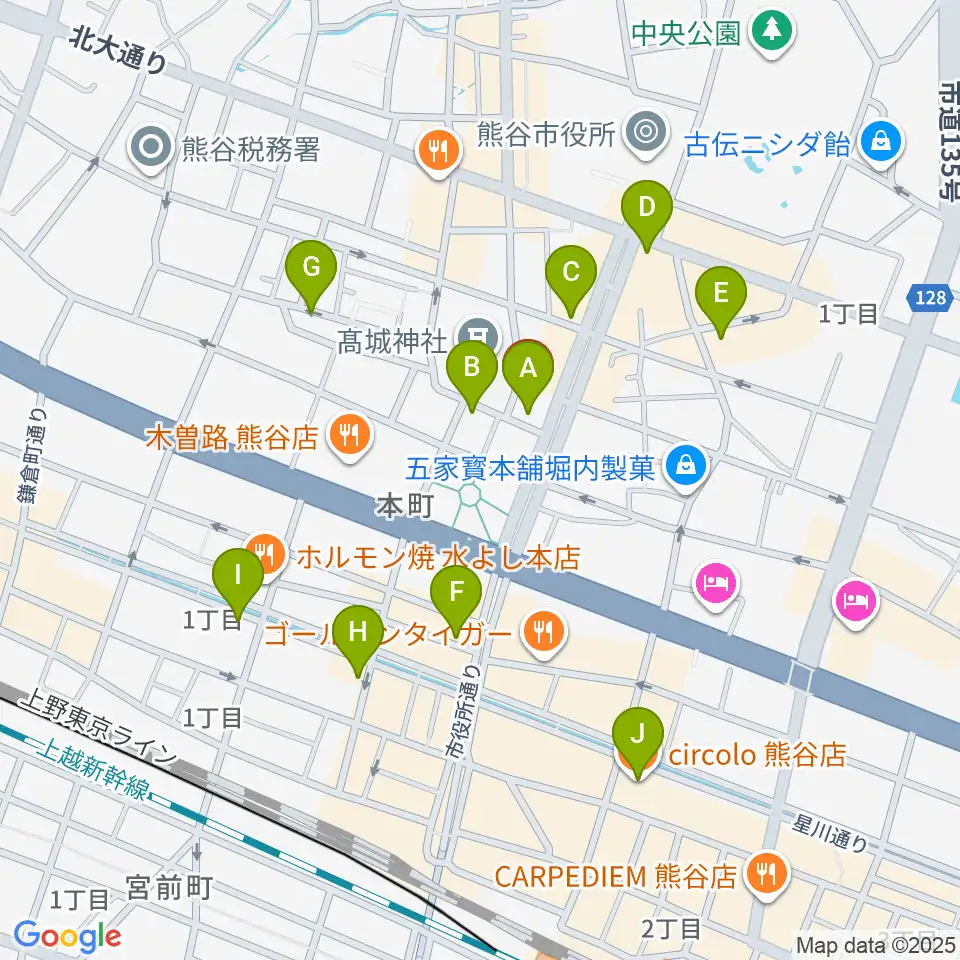 熊谷ジャンゴ周辺のカフェ一覧地図
