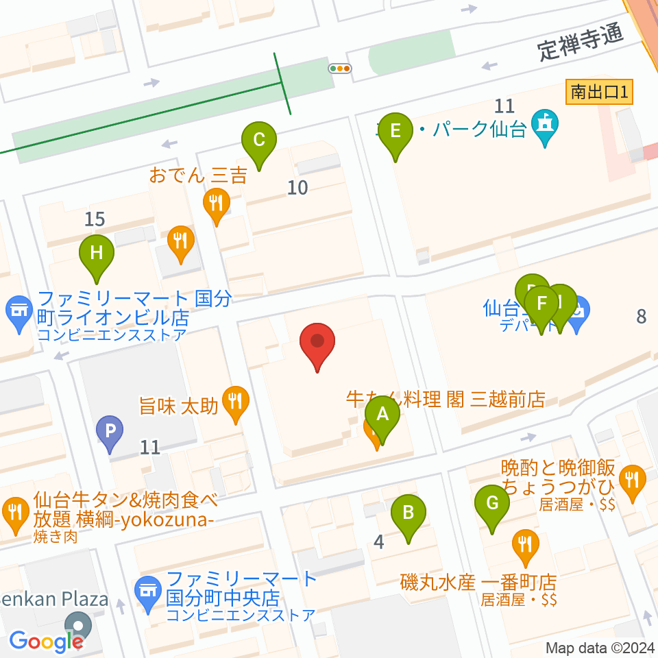 仙台Rensa周辺のカフェ一覧地図