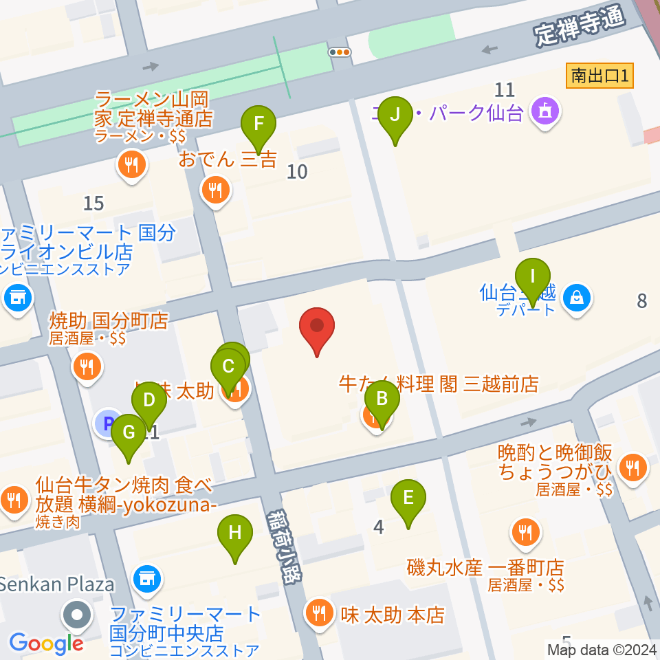 仙台Rensa周辺のカフェ一覧地図