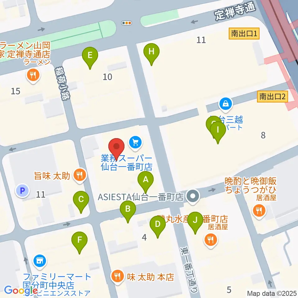 仙台Rensa周辺のカフェ一覧地図