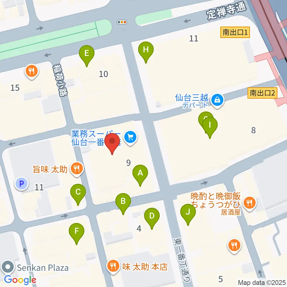 仙台Rensa周辺のカフェ一覧地図