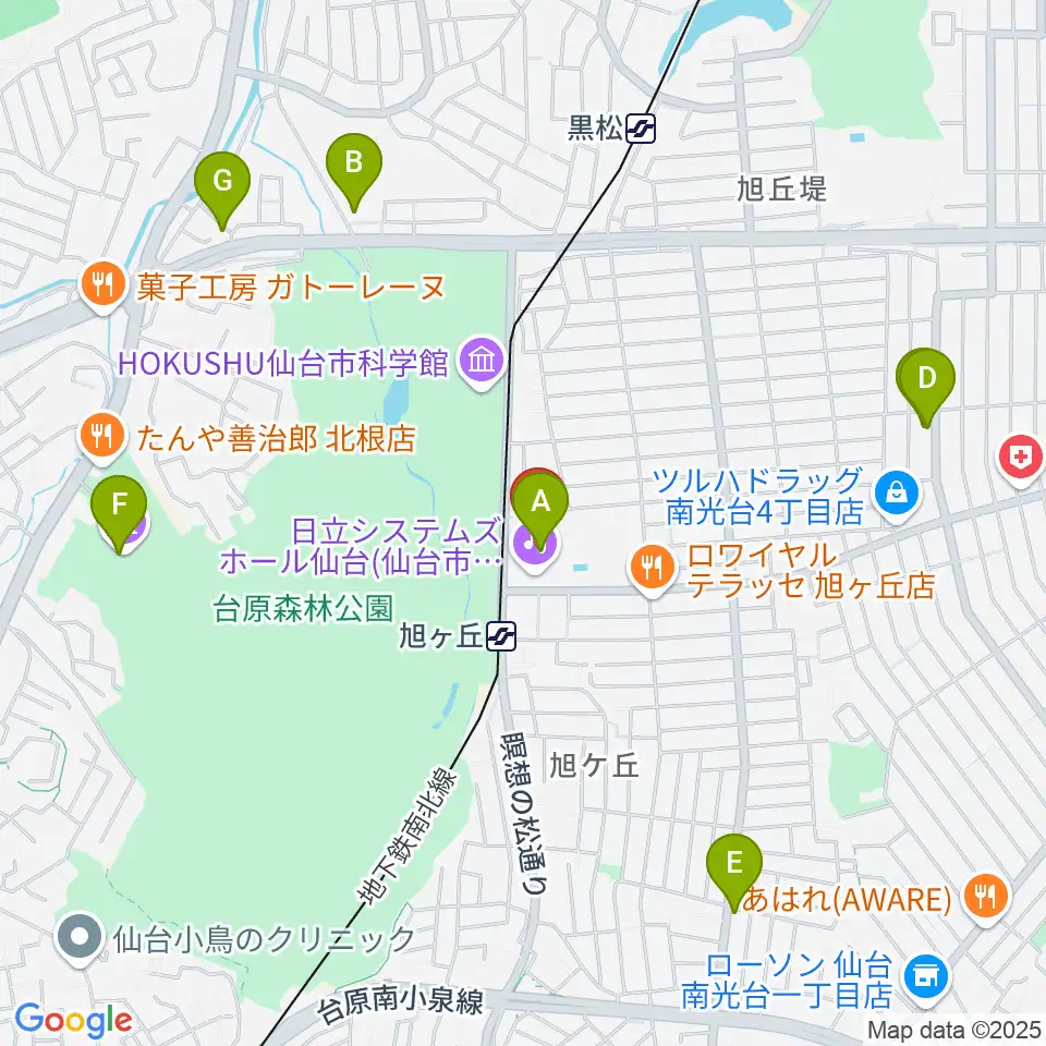 日立システムズホール仙台周辺のカフェ一覧地図