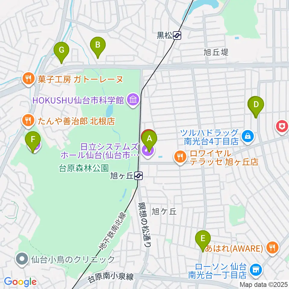 日立システムズホール仙台周辺のカフェ一覧地図