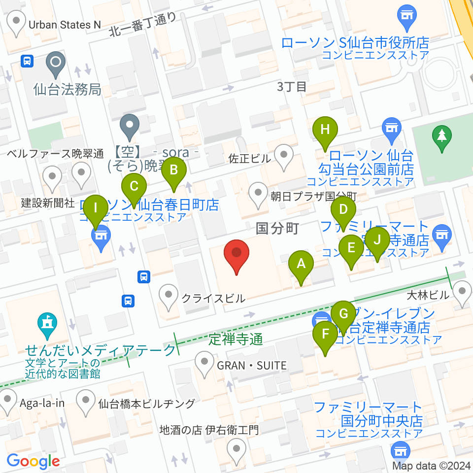 東京エレクトロンホール宮城周辺のカフェ一覧地図