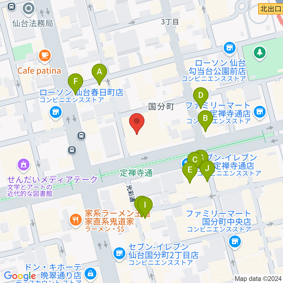 東京エレクトロンホール宮城周辺のカフェ一覧地図