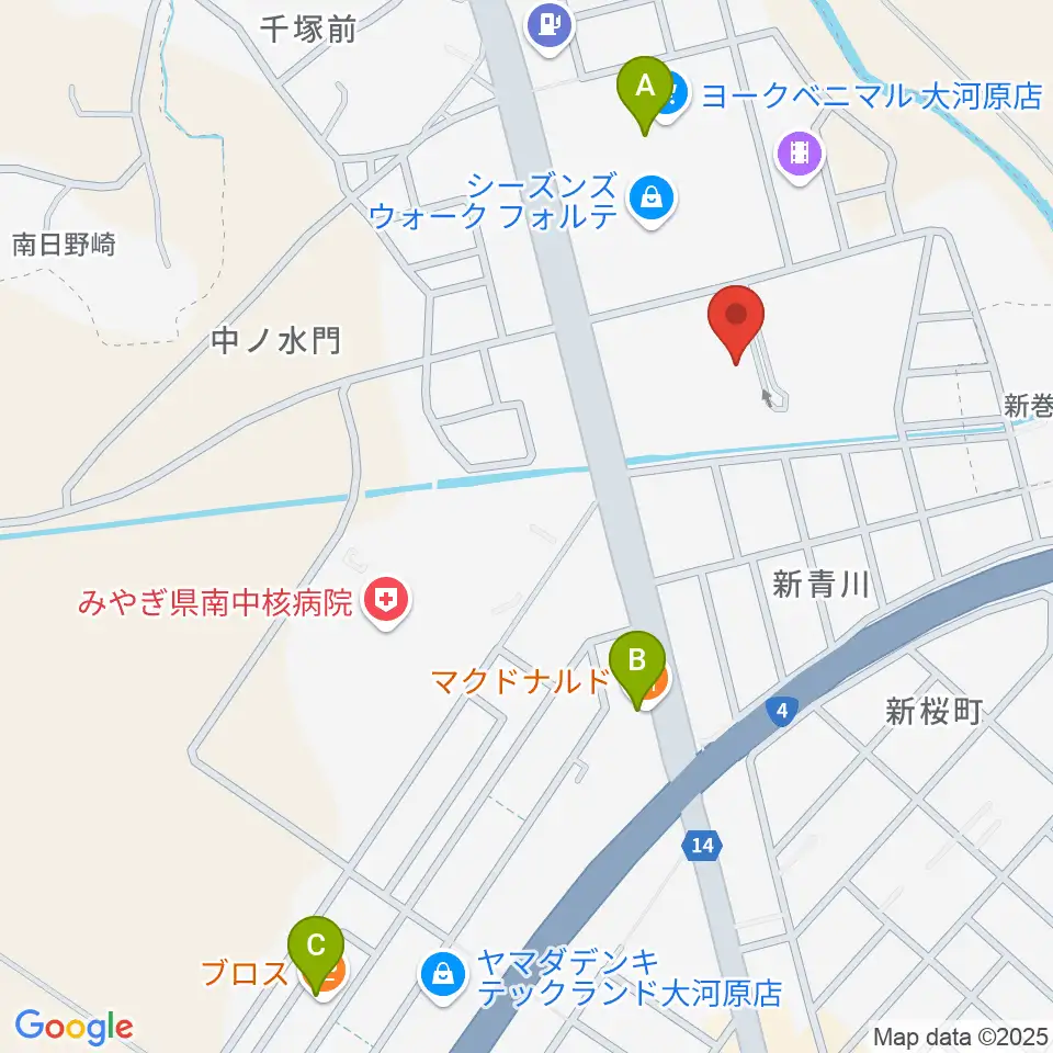 えずこホール仙南芸術文化センター周辺のカフェ一覧地図