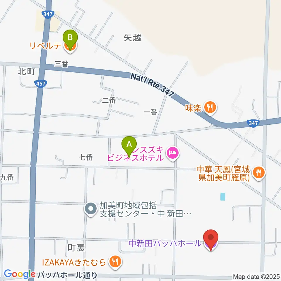 中新田バッハホール周辺のカフェ一覧地図