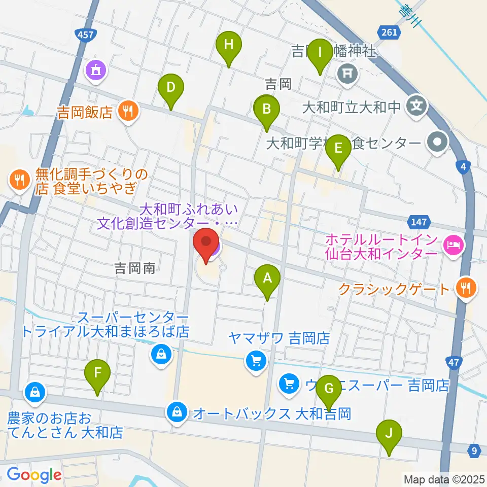 大和町ふれあい文化創造センターまほろばホール周辺のカフェ一覧地図