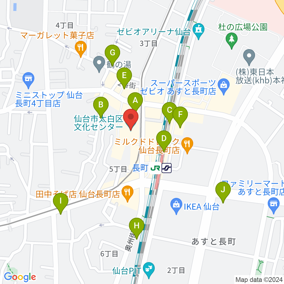 太白区文化センター 楽楽楽ホール周辺のカフェ一覧地図