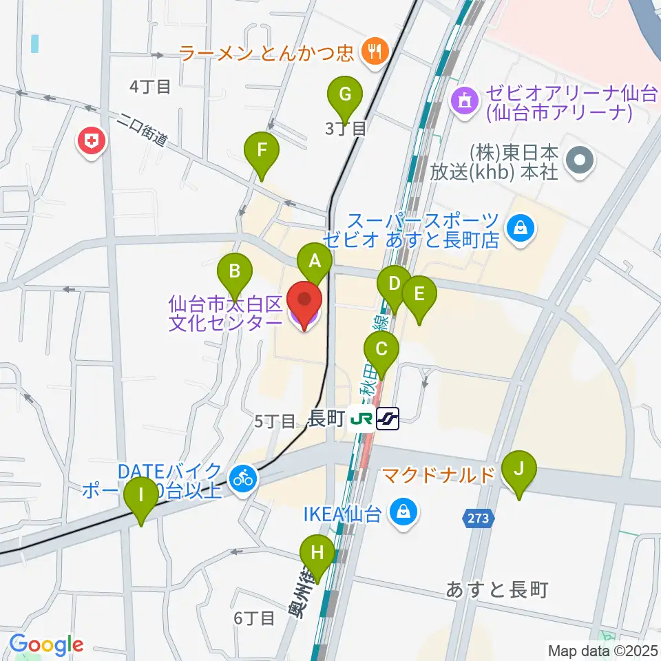 太白区文化センター 楽楽楽ホール周辺のカフェ一覧地図