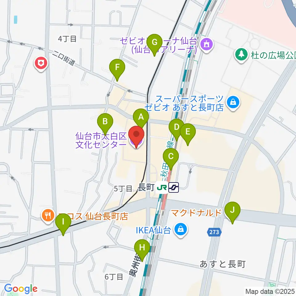 太白区文化センター 楽楽楽ホール周辺のカフェ一覧地図