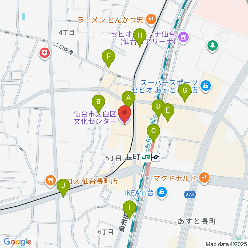 太白区文化センター 楽楽楽ホール周辺のカフェ一覧地図