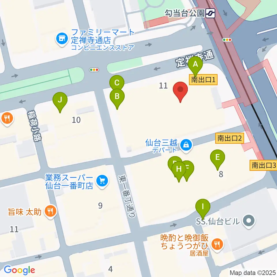 エル・パーク仙台周辺のカフェ一覧地図