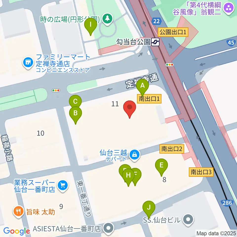 エル・パーク仙台周辺のカフェ一覧地図