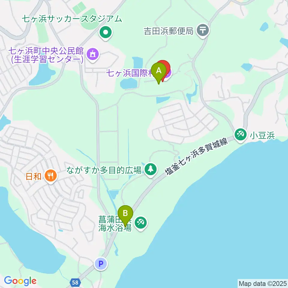 七ヶ浜国際村 国際村ホール周辺のカフェ一覧地図