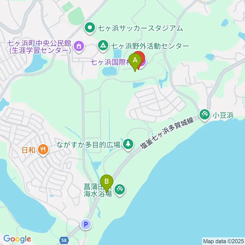 七ヶ浜国際村 国際村ホール周辺のカフェ一覧地図