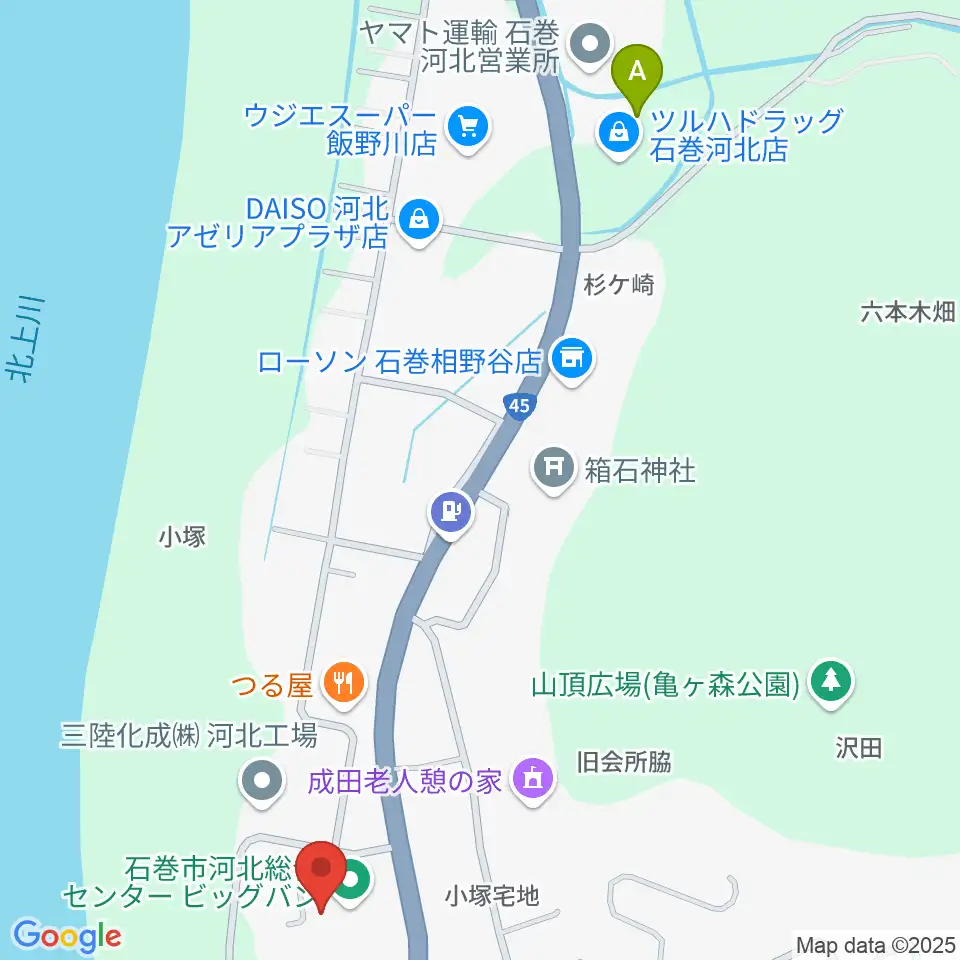 河北総合センター ビッグバン周辺のカフェ一覧地図