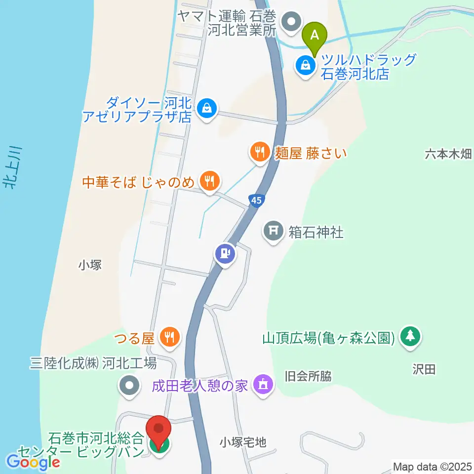 河北総合センター ビッグバン周辺のカフェ一覧地図