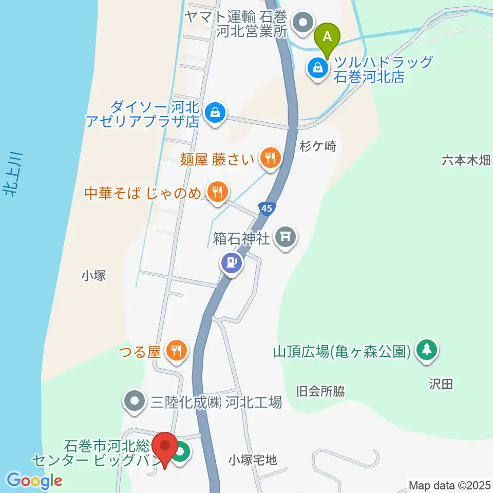 河北総合センター ビッグバン周辺のカフェ一覧地図