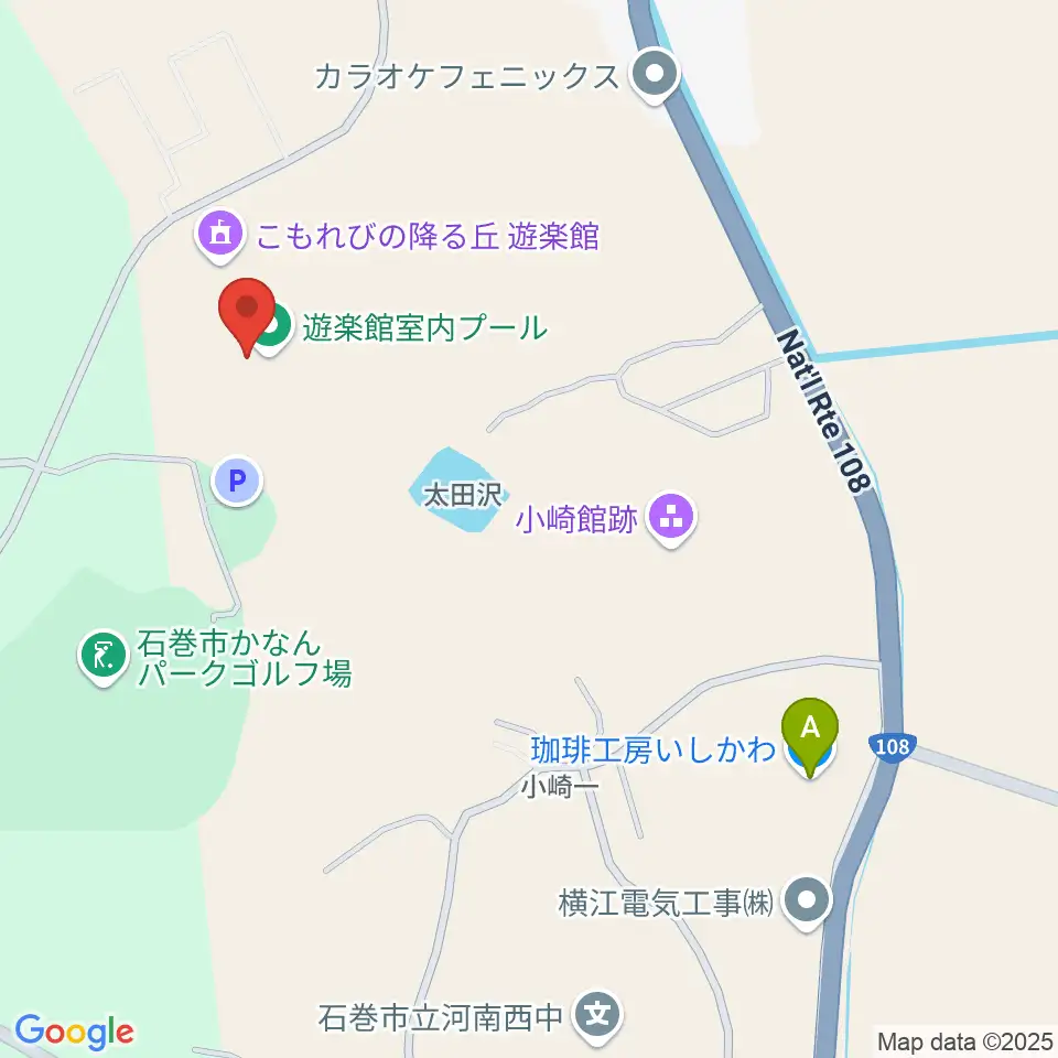 こもれびの降る丘 遊楽館周辺のカフェ一覧地図