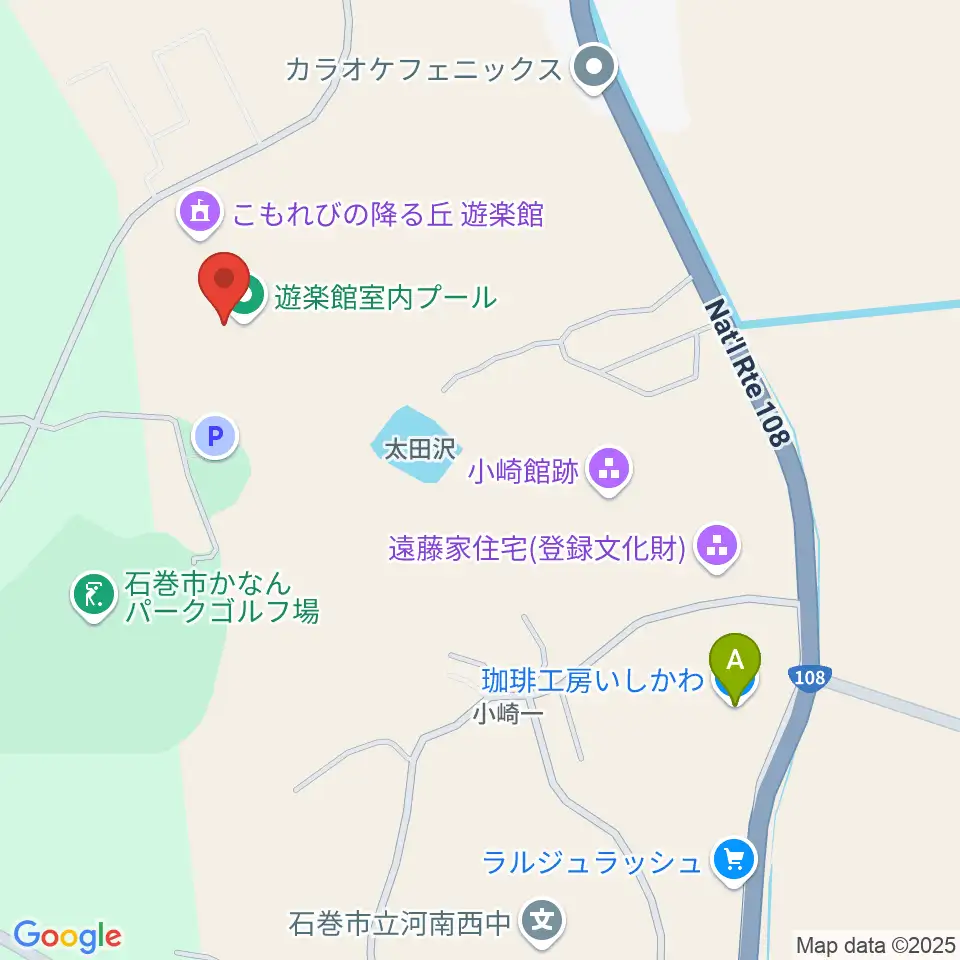 こもれびの降る丘 遊楽館周辺のカフェ一覧地図