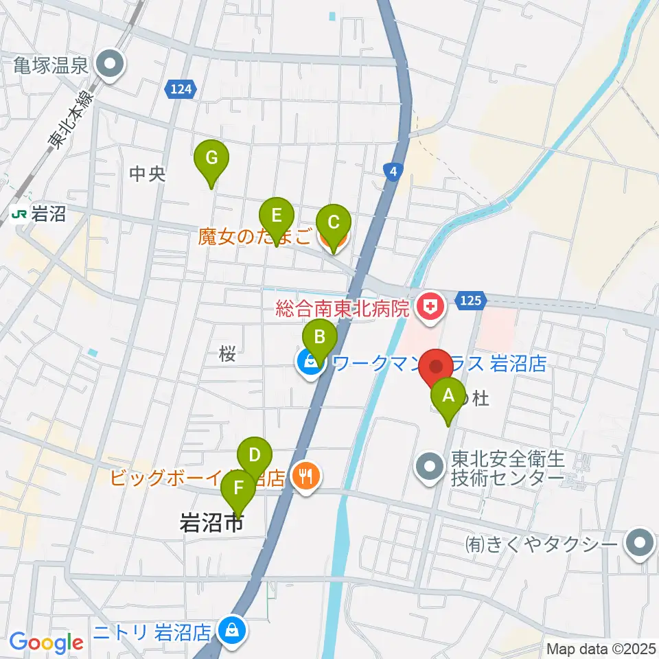 岩沼市民会館周辺のカフェ一覧地図