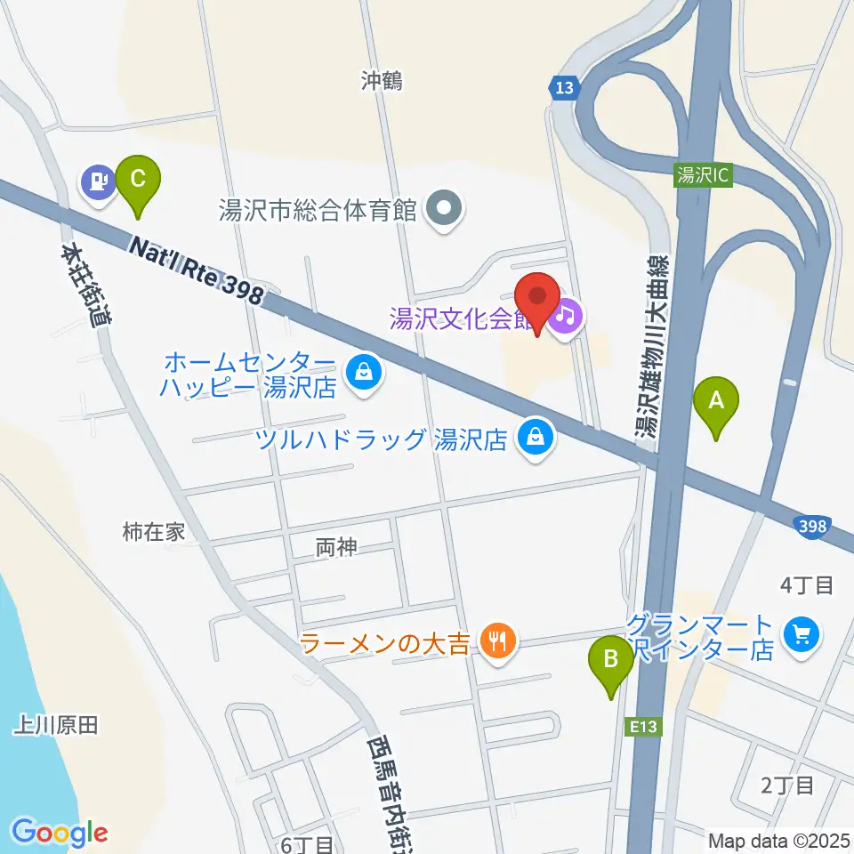 湯沢文化会館周辺のカフェ一覧地図