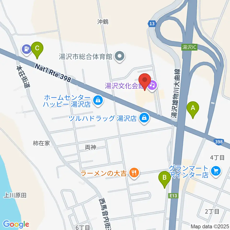湯沢文化会館周辺のカフェ一覧地図